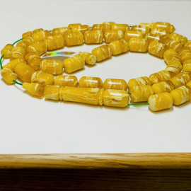 copy of Baltic Amber Green Round Beads Rosary made of one stone 99 beads 21.4 grams