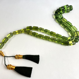 Green Amber Rosary 33 Barrel Beads Islamic Prayer 81g Misbaha