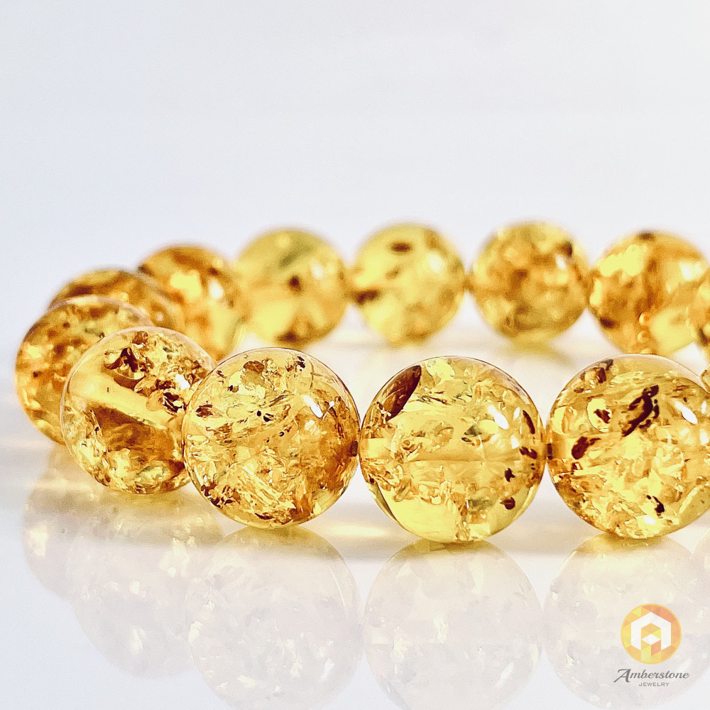 Amber Bracelet with Amber Beads, Natural Yellow Baltic Amber Bracelet