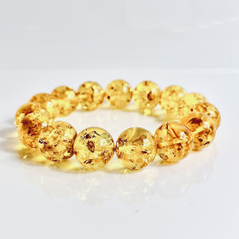Amber Bracelet with Amber Beads, Natural Yellow Baltic Amber Bracelet 23 grams
