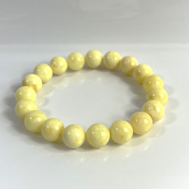 Milki White Amber Bracelet with Amber Beads, Natural Baltic Amber Bracelet 13.2 grams