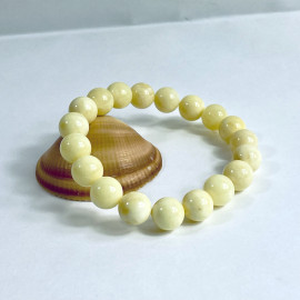 Milki White Amber Bracelet with Amber Beads, Natural Baltic Amber Bracelet 13.2 grams