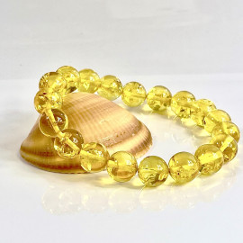 Amber Bracelet with Amber Beads, Natural Yellow Baltic Amber Bracelet 10.8 grams