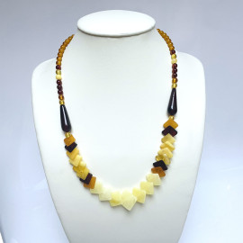 White Baltic Amber Necklace Square Beads, Natural Amber, Multicolored Baltic Amber Necklace, Beautiful and bright amber beads