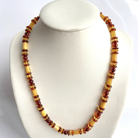 Multicolor Baltic Amber Necklace thiny round beads unique design