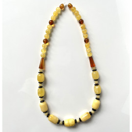 White Baltic Amber Beads Necklace White Amber Barrel Beaded necklace