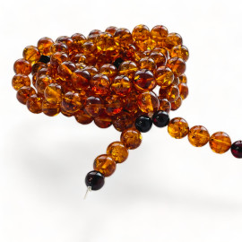 Gold Cognac Natural Baltic Amber Mala Bracelet, Necklaces, 108 Beads, 63.60 grams