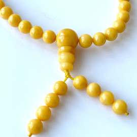 Yellow Baltic Amber Buddhist Prayer round beads 9mm