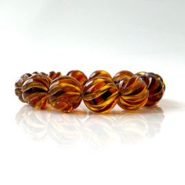 Hand Curved Natural Amber Gold Cognac Bracelets Beads 16mm