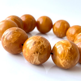 Vintage Old Natural Tiger 
Amber Beaded Bracelet Huge Beads 23mm Handmade