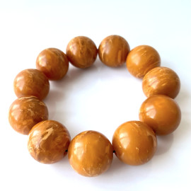 Vintage Old Natural Tiger 
Amber Beaded Bracelet Huge Beads 23mm Handmade