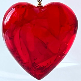 Royal Red Baltic Amber Pendant Big Heart