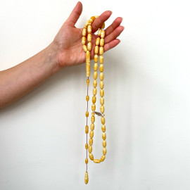 Yellow Baltic Amber Islamic Prayer beads 10*18mm