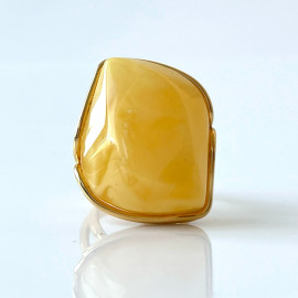 Amber Ring, Egg Yolk Baltic Amber, Gold surrounds