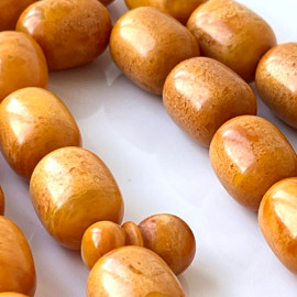 🎥 Old Pressed German Amber Beads Islamic Prayer Beads 33 Vintage Barrel Beads 13*17mm