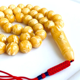 White Baltic Amber Islamic Prayer beads 15mm