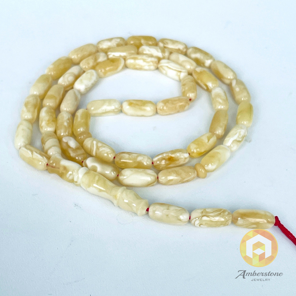 White Amber Barrel Shape Beads Islamic Prayer Beads 45+3 beads