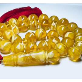 Yellow Baltic Amber Islamic Prayer round beads 15mm