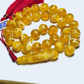 Yellow Baltic Amber Islamic Prayer round beads 15mm