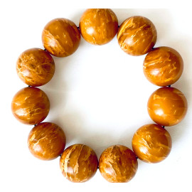 Vintage Old Natural Tiger 
Amber Beaded Bracelet Huge Beads 23mm Handmade