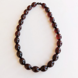 Beautiful Natural Cherry Amber Necklace Olive Beads 14mm 48cm