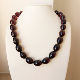 Beautiful Natural Cherry Amber Necklace Olive Beads 14mm 48cm