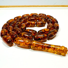 Gold Cognac Natural Baltic Amber Islamic Prayer beads 10*20mm