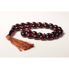 Baltic Amber Moslem Prayer Beads Olives Shape Red Cherry Color Chaplet 22 grams