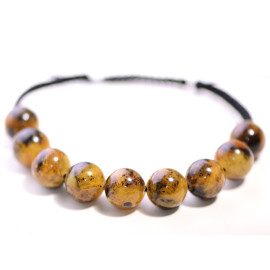 Men's Macrame Bracelet Green Baltic Amber beads 14mm