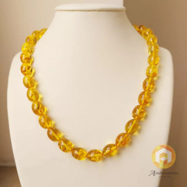 Amber Necklace Gold Color Amber Olive Beads Necklace