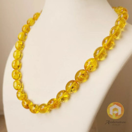 Amber Necklace Gold Color Amber Olive Beads...