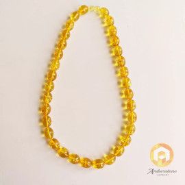 Amber Necklace Gold Color Amber Olive Beads Necklace