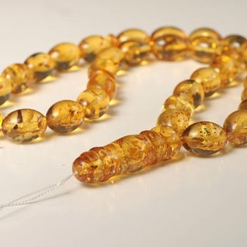 Misbaha Prayer - Baltic Amber Beads 74.8 grams olive beads light tea