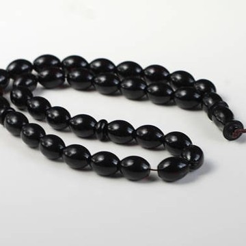 Baltic Amber Moslem Prayer Beads Olives Shape Red Black Cherry Color Chaplet 19.69 grams