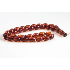 Misbaha Islam Rosary of Genuine Baltic Amber Cognac Color Beads 30g