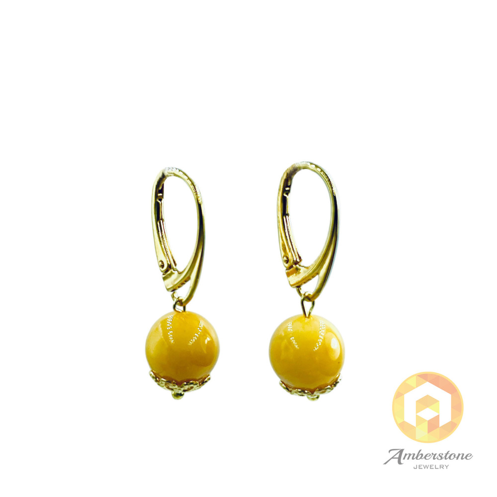 Amber and Gold-plated 925 Silver Earrings