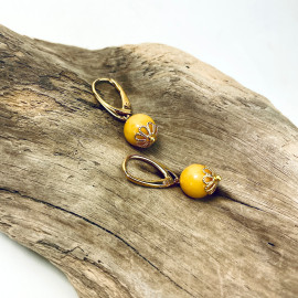 Amber and Gold-plated 925 Silver Earrings - Luxury and Natural Beauty