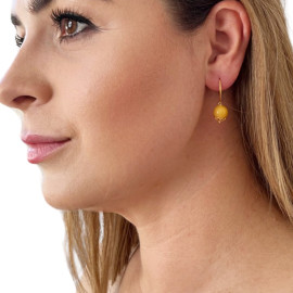 Amber and Gold-plated 925 Silver Earrings - Luxury and Natural Beauty