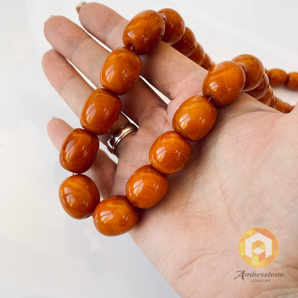 مسبحة صلاة بوذية، عنبر بلطيقي عتيق مع فواصل كرزية، عنبر مالا