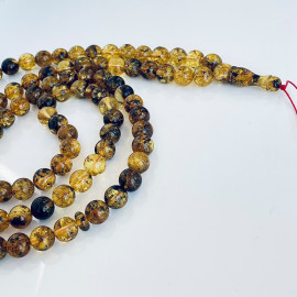 99 Amber Beads Islamic Prayer Beads Made of Natural Green Baltic Amber