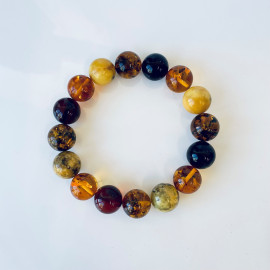 سوار عنبر البلطيق الأصلي المصنوع يدويًا عالي الجودة باللون الليموني الشفاف