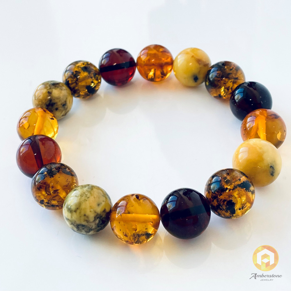 سوار عنبر البلطيق الأصلي المصنوع يدويًا عالي الجودة باللون الليموني الشفاف