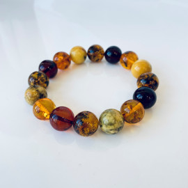 سوار عنبر البلطيق الأصلي المصنوع يدويًا عالي الجودة باللون الليموني الشفاف