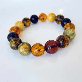 سوار عنبر البلطيق الأصلي المصنوع يدويًا عالي الجودة باللون الليموني الشفاف