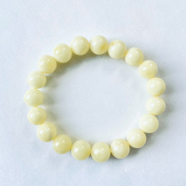 Milki White Amber Bracelet with Amber Beads, Natural Baltic Amber Bracelet 13.2 grams