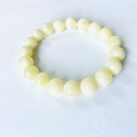 Milki White Amber Bracelet with Amber Beads, Natural Baltic Amber Bracelet 13.2 grams