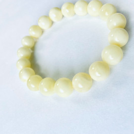 Milki White Amber Bracelet with Amber Beads, Natural Baltic Amber Bracelet 13.2 grams
