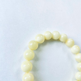 Milki White Amber Bracelet with Amber Beads, Natural Baltic Amber Bracelet 13.2 grams