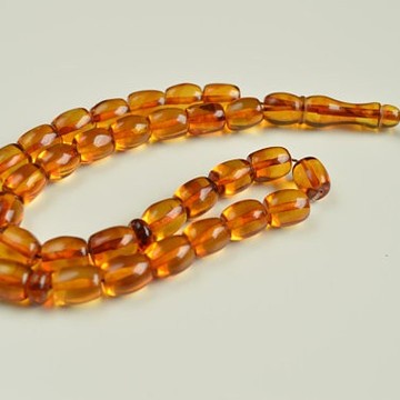 Misbaha Islam Rosary of Genuine Baltic Amber Cognac Color Beads 29.45 g Handmade