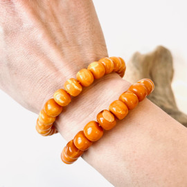 Orange Beaded Bracelet, Natural Baltic Amber